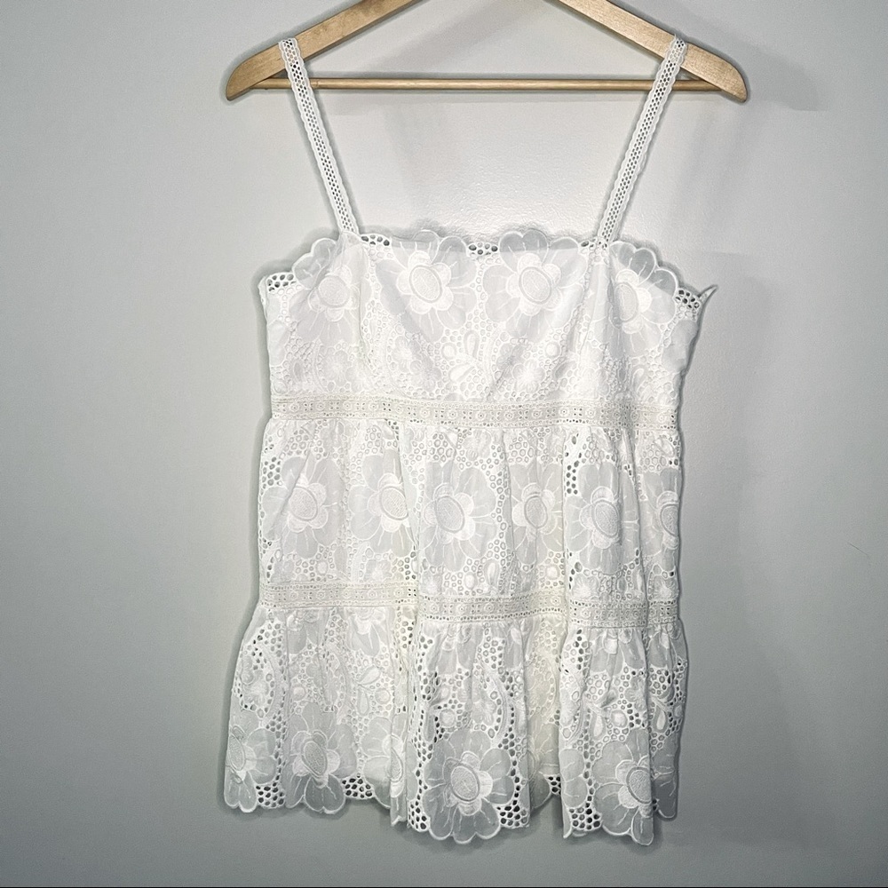 NWT! Milly White Ruffle Eyelet Lace Cami Top Size 4